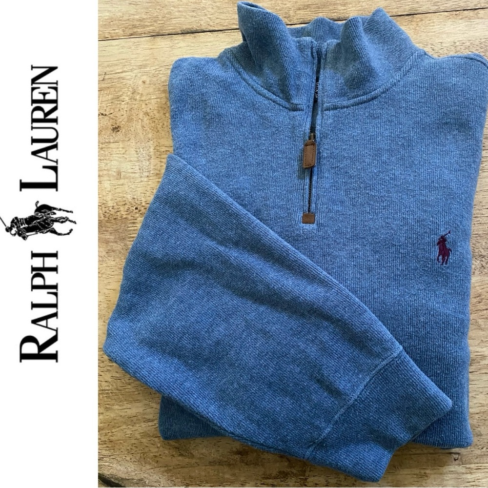 Polo by Ralph Lauren Men’s‎ XL Slate Blue Quarter Zip Pullover